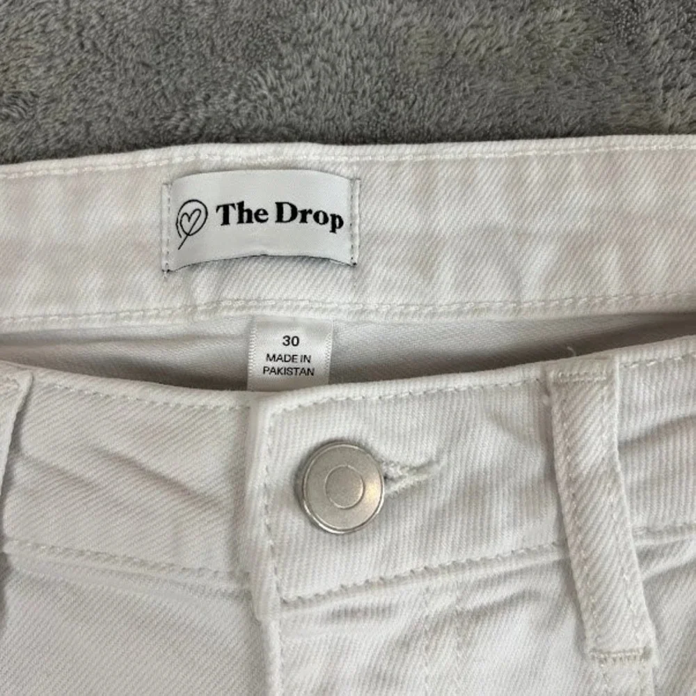 The Drop Super Wide Leg White Denim Jeans Womens 30 Career Clean Girl Minimalist